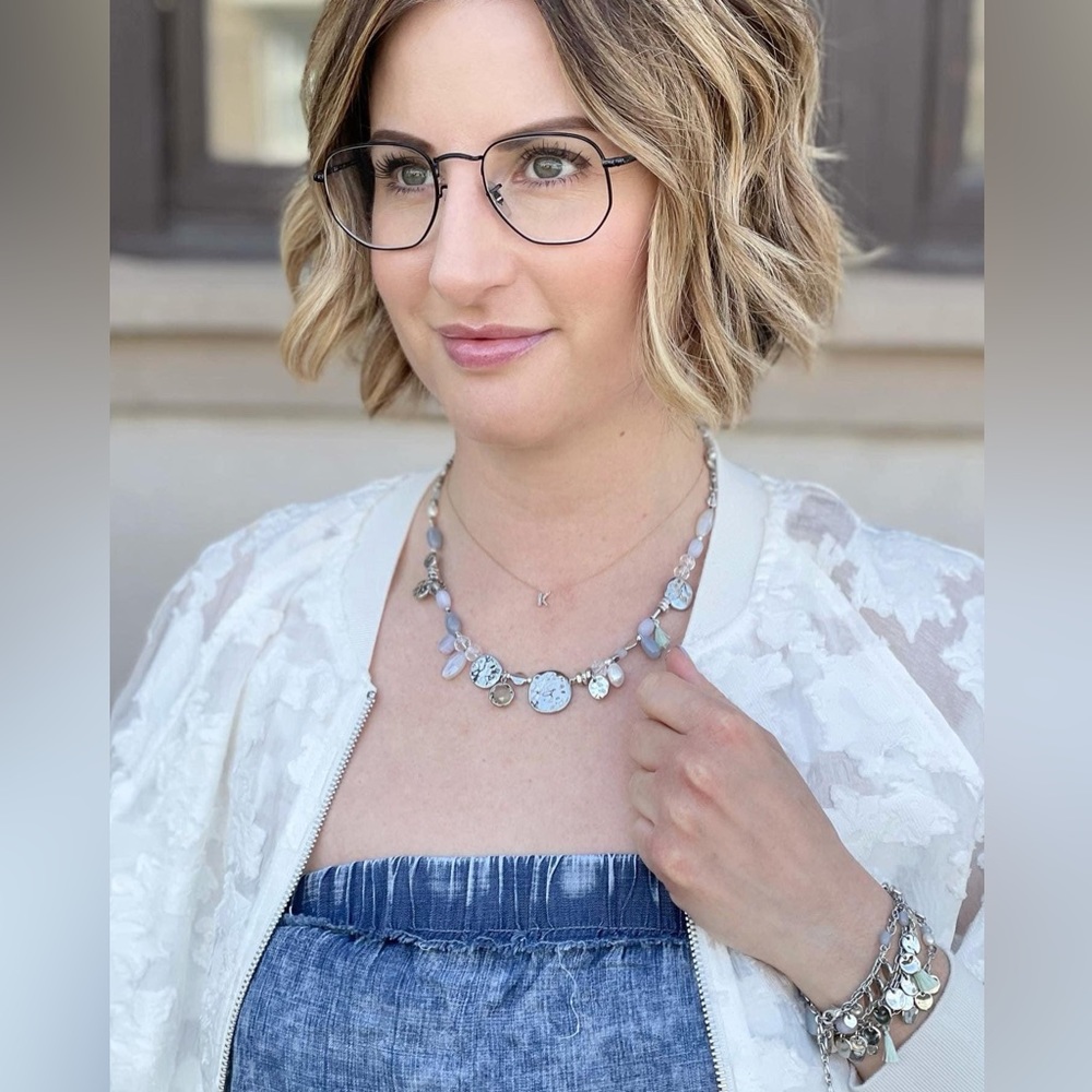 💧STELLA&DOT Metal Bubbles mini statement necklace silver - Picture 3 of 7